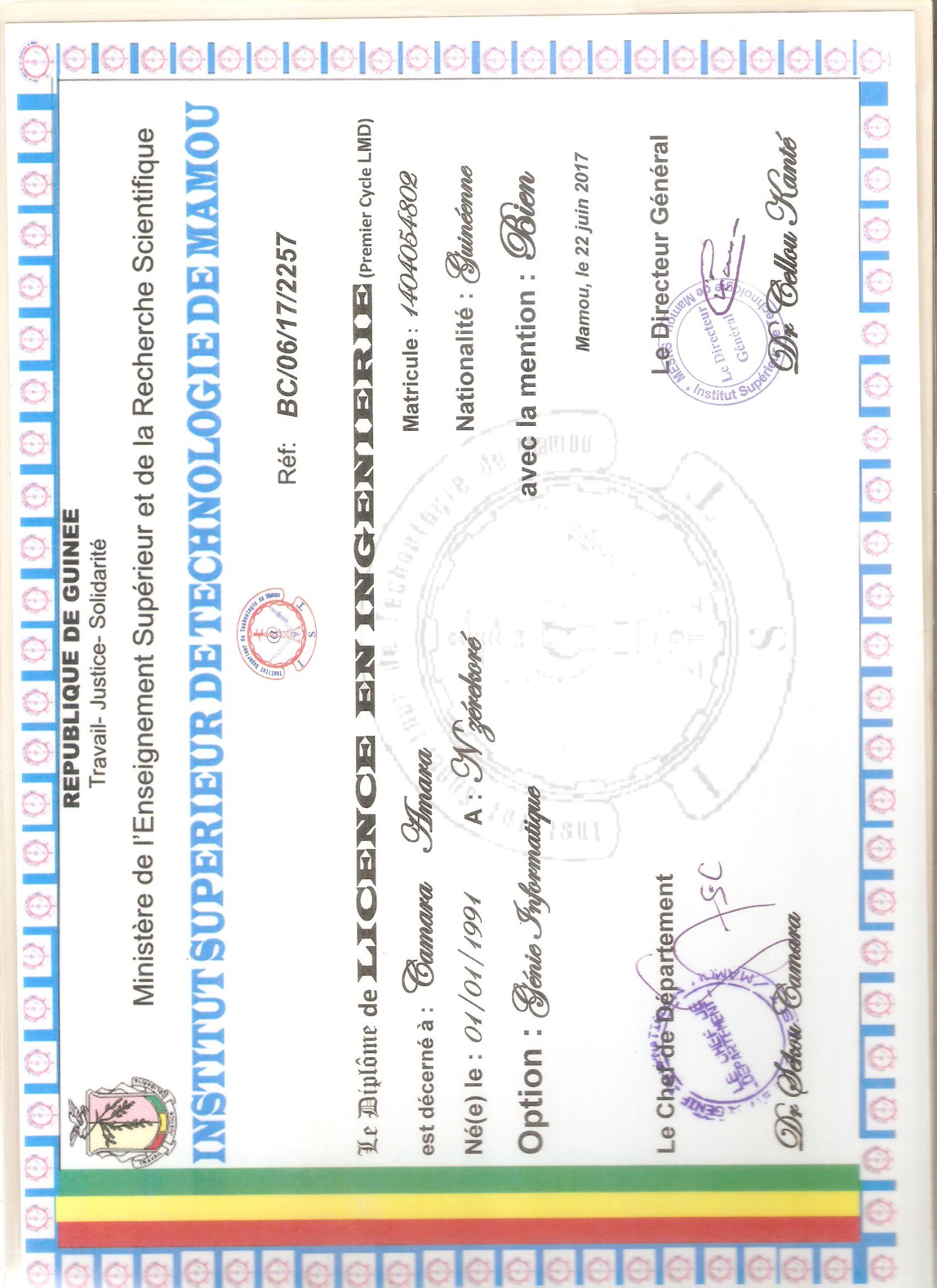 Diplôme de fin d'étude